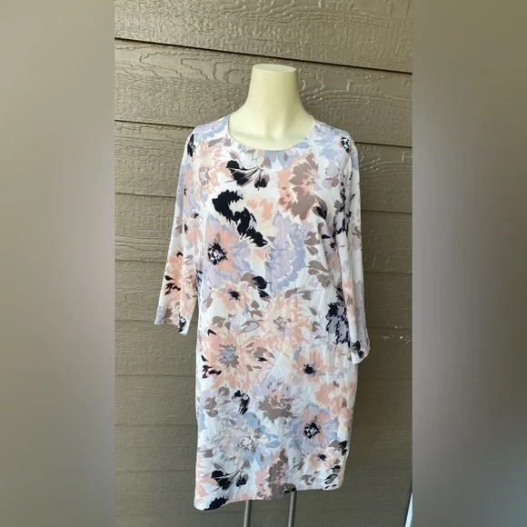Fossil Dresses Fossil Womens Floral Silk 34 Sleeves Dress Size